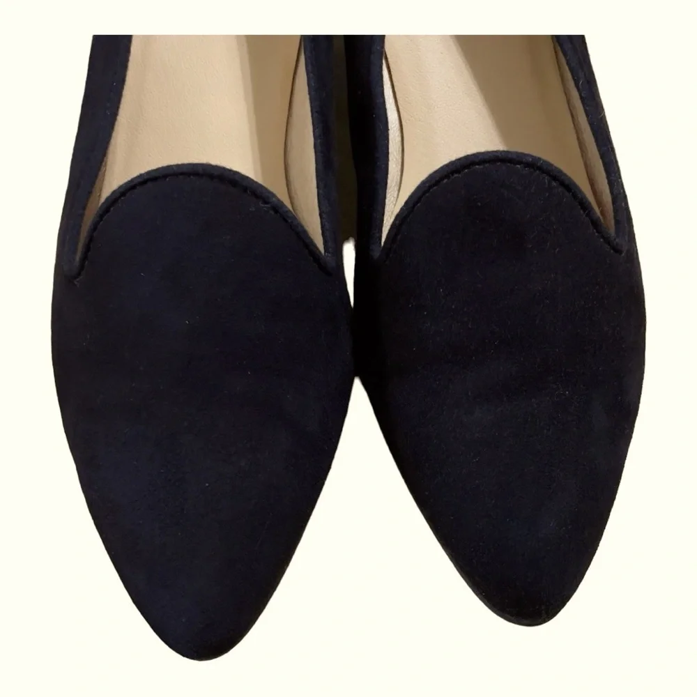 Sesto Meucci Black Suede Low Heel Slip On Almond Toe Flats 9N Made in Spain